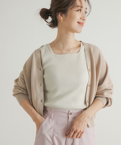 URBAN RESEARCH DOORS(アーバンリサーチドアーズ)の「針抜きテレコスクエアタンク(タンクトップ・レディース・ベージュ/アイボリー/ブラック・MEDIUM)」の14枚目の写真