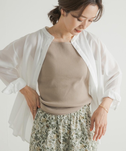 URBAN RESEARCH DOORS(アーバンリサーチドアーズ)の「針抜きテレコスクエアタンク(タンクトップ・レディース・ベージュ/アイボリー/ブラック・MEDIUM)」の4枚目の写真