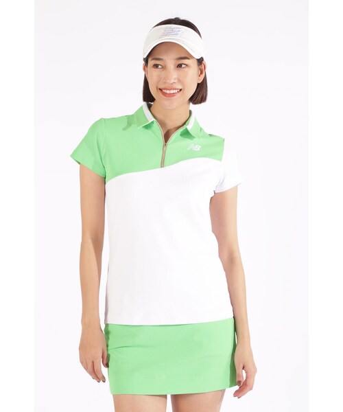 New Balance Golf — майкро‑чек поло‑рубашка с халф‑джип, женская (WOMENS WORLD)