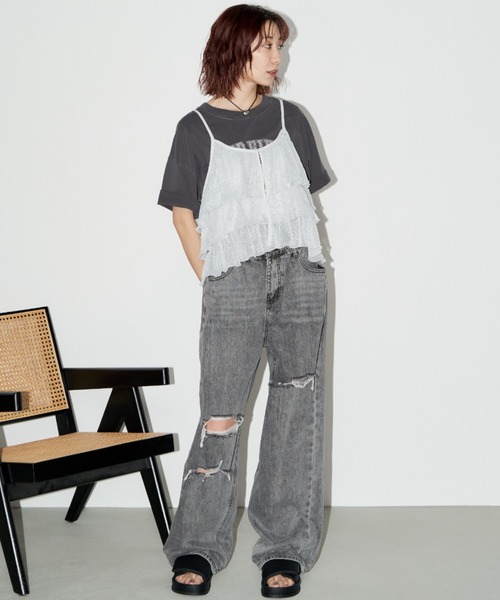 Auntie Rosa Holiday(アンティローザホリデー)の「スパークリングティアードキャミソール / 前後2WAY(キャミソール・レディース・シルバー/ゴールド/ブラック・FREE)」の7枚目の写真
