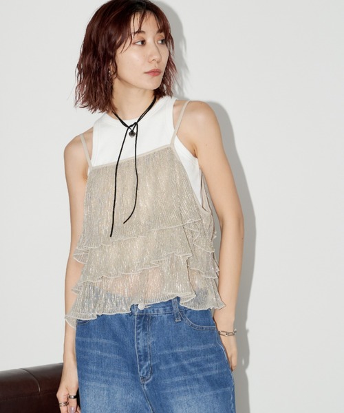 Auntie Rosa Holiday(アンティローザホリデー)の「スパークリングティアードキャミソール / 前後2WAY(キャミソール・レディース・シルバー/ゴールド/ブラック・FREE)」の11枚目の写真