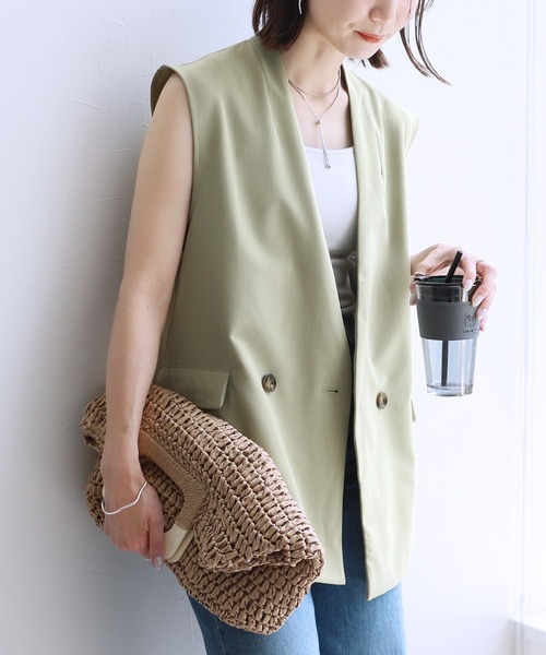 reca（レカ）の「ノーカラージレ（ベスト・レディース・チャコール/セージグリーン・M）」の9枚目の写真