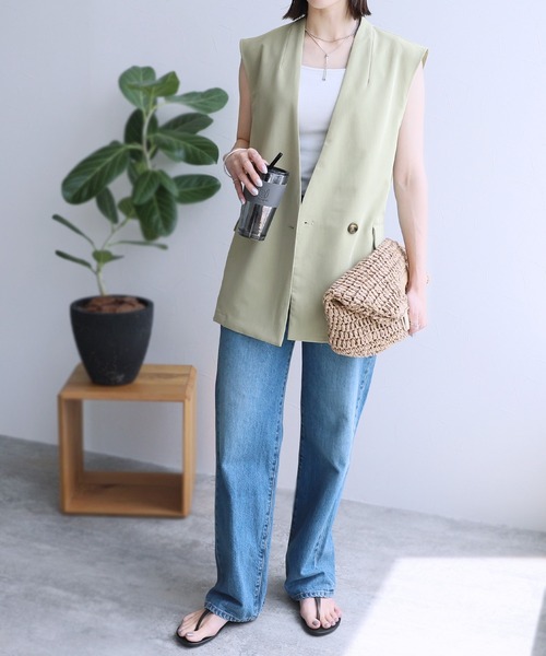 reca（レカ）の「ノーカラージレ（ベスト・レディース・チャコール/セージグリーン・M）」の10枚目の写真