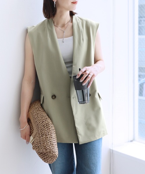 reca（レカ）の「ノーカラージレ（ベスト・レディース・チャコール/セージグリーン・M）」の11枚目の写真