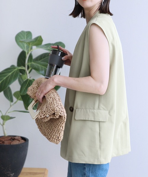 reca（レカ）の「ノーカラージレ（ベスト・レディース・チャコール/セージグリーン・M）」の12枚目の写真