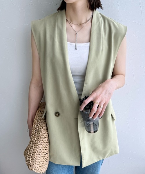 reca（レカ）の「ノーカラージレ（ベスト・レディース・チャコール/セージグリーン・M）」の13枚目の写真