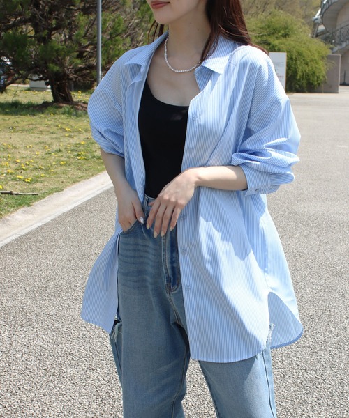 Social GIRL（ソーシャルガール）の「ラッシュガードBIGシャツ（シャツ/ブラウス・レディース・ブルー系その他/ホワイト/ブルー系その他2/イエロー/ブルー/イエロー系その他・M/L）」の3枚目の写真