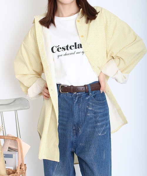 Social GIRL（ソーシャルガール）の「ラッシュガードBIGシャツ（シャツ/ブラウス・レディース・ブルー系その他/ホワイト/ブルー系その他2/イエロー/ブルー/イエロー系その他・M/L）」の6枚目の写真