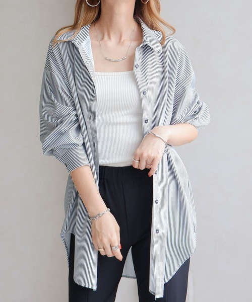 Social GIRL（ソーシャルガール）の「ラッシュガードBIGシャツ（シャツ/ブラウス・レディース・ブルー系その他/ホワイト/ブルー系その他2/イエロー/ブルー/イエロー系その他・M/L）」の21枚目の写真