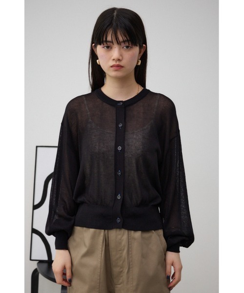 AZUL by moussy（アズールバイマウジー）の「リネンライクコンパクトカーディガン（カーディガン/ボレロ・レディース・グリーン/クリアレッド/ブラック/ライトブルー/ライトベージュ・FREE）」の9枚目の写真