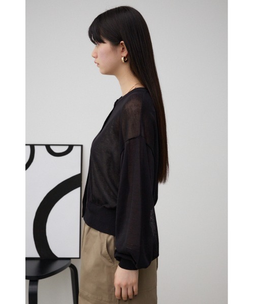 AZUL by moussy（アズールバイマウジー）の「リネンライクコンパクトカーディガン（カーディガン/ボレロ・レディース・グリーン/クリアレッド/ブラック/ライトブルー/ライトベージュ・FREE）」の10枚目の写真