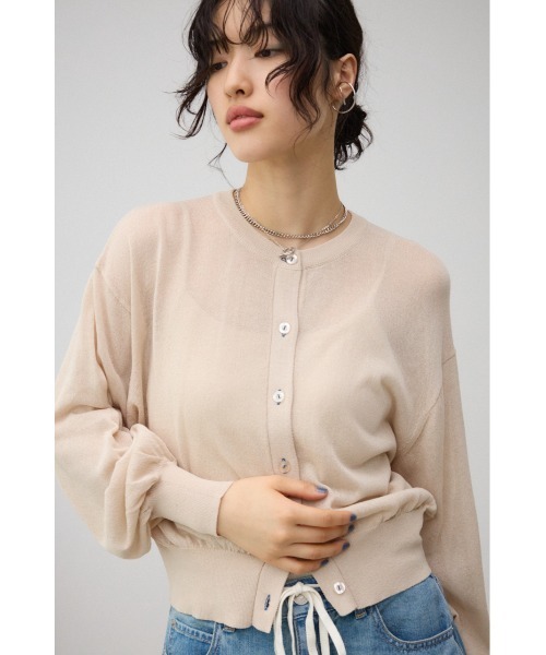 AZUL by moussy（アズールバイマウジー）の「リネンライクコンパクトカーディガン（カーディガン/ボレロ・レディース・グリーン/クリアレッド/ブラック/ライトブルー/ライトベージュ・FREE）」の17枚目の写真