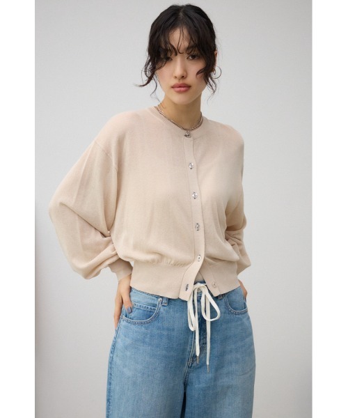 AZUL by moussy（アズールバイマウジー）の「リネンライクコンパクトカーディガン（カーディガン/ボレロ・レディース・グリーン/クリアレッド/ブラック/ライトブルー/ライトベージュ・FREE）」の18枚目の写真