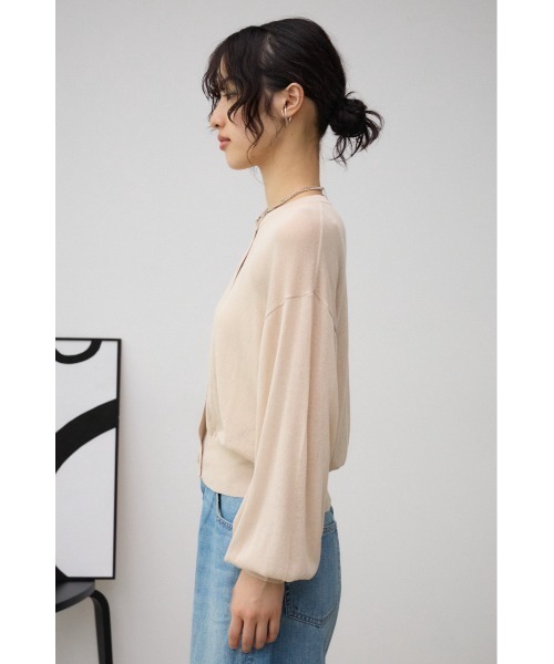 AZUL by moussy（アズールバイマウジー）の「リネンライクコンパクトカーディガン（カーディガン/ボレロ・レディース・グリーン/クリアレッド/ブラック/ライトブルー/ライトベージュ・FREE）」の21枚目の写真