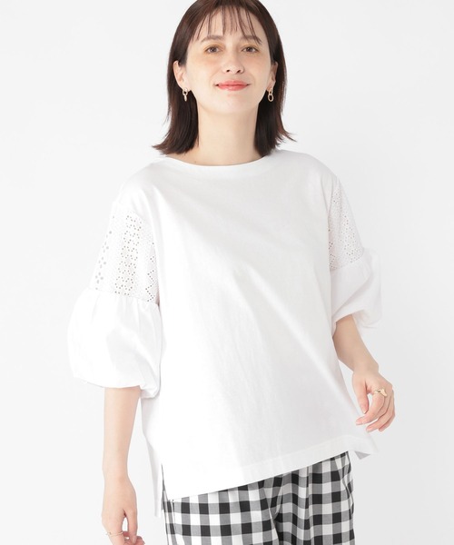 studio CLIP(スタディオクリップ)の「レース×バルーンスリーブプルオーバー(Tシャツ/カットソー・レディース・オフホワイト/イエロー/ブルー/ブラック・FREE)」の2枚目の写真
