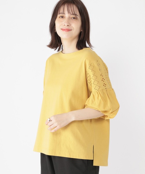 studio CLIP(スタディオクリップ)の「レース×バルーンスリーブプルオーバー(Tシャツ/カットソー・レディース・オフホワイト/イエロー/ブルー/ブラック・FREE)」の4枚目の写真