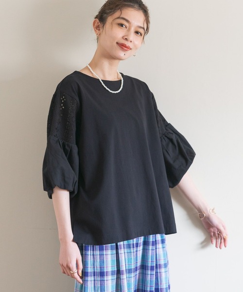 studio CLIP(スタディオクリップ)の「レース×バルーンスリーブプルオーバー(Tシャツ/カットソー・レディース・オフホワイト/イエロー/ブルー/ブラック・FREE)」の6枚目の写真