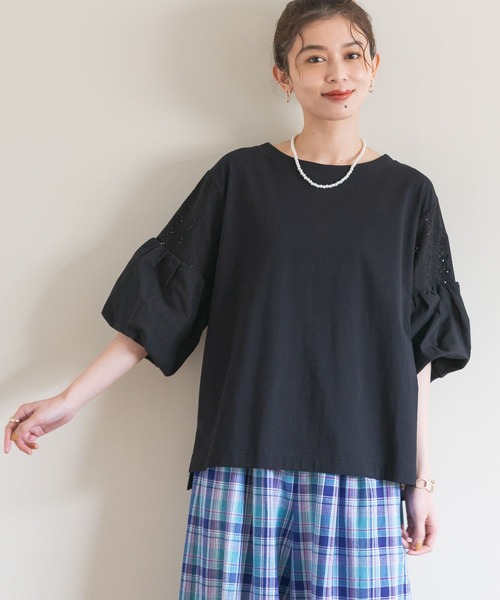 studio CLIP(スタディオクリップ)の「レース×バルーンスリーブプルオーバー(Tシャツ/カットソー・レディース・オフホワイト/イエロー/ブルー/ブラック・FREE)」の7枚目の写真