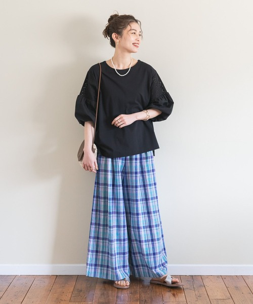 studio CLIP(スタディオクリップ)の「レース×バルーンスリーブプルオーバー(Tシャツ/カットソー・レディース・オフホワイト/イエロー/ブルー/ブラック・FREE)」の10枚目の写真