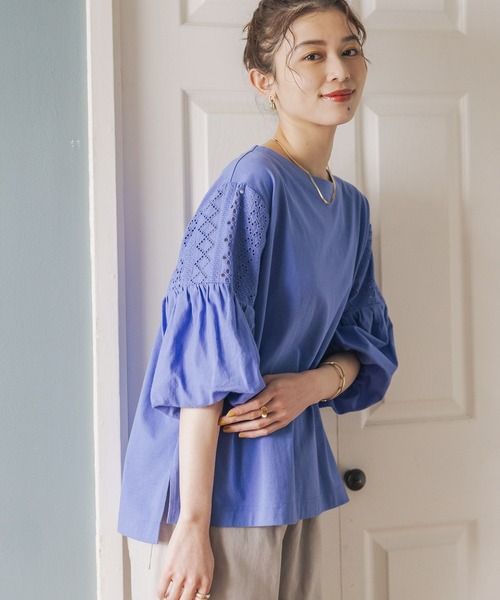 studio CLIP(スタディオクリップ)の「レース×バルーンスリーブプルオーバー(Tシャツ/カットソー・レディース・オフホワイト/イエロー/ブルー/ブラック・FREE)」の13枚目の写真