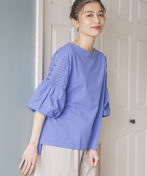 studio CLIP(スタディオクリップ)の「レース×バルーンスリーブプルオーバー(Tシャツ/カットソー・レディース・オフホワイト/イエロー/ブルー/ブラック・FREE)」の14枚目の写真