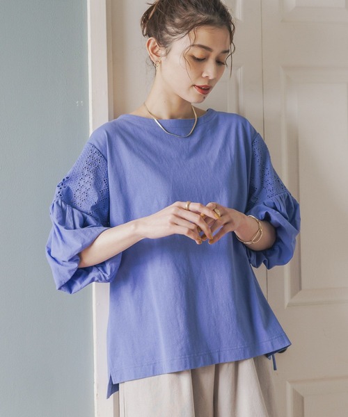 studio CLIP(スタディオクリップ)の「レース×バルーンスリーブプルオーバー(Tシャツ/カットソー・レディース・オフホワイト/イエロー/ブルー/ブラック・FREE)」の15枚目の写真