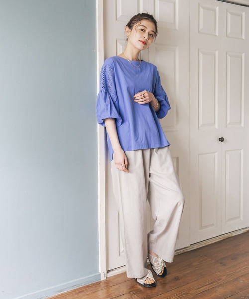 studio CLIP(スタディオクリップ)の「レース×バルーンスリーブプルオーバー(Tシャツ/カットソー・レディース・オフホワイト/イエロー/ブルー/ブラック・FREE)」の17枚目の写真