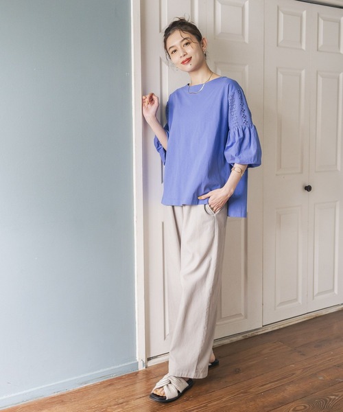 studio CLIP(スタディオクリップ)の「レース×バルーンスリーブプルオーバー(Tシャツ/カットソー・レディース・オフホワイト/イエロー/ブルー/ブラック・FREE)」の18枚目の写真