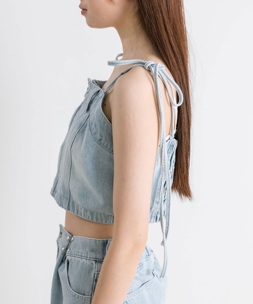OLIVE des OLIVE(オリーブデオリーブ)の「肩リボンデニムビスチェ(シャツ/ブラウス・レディース・ブラック系その他/サックスブルー/ブルー系その他・FREE)」の6枚目の写真