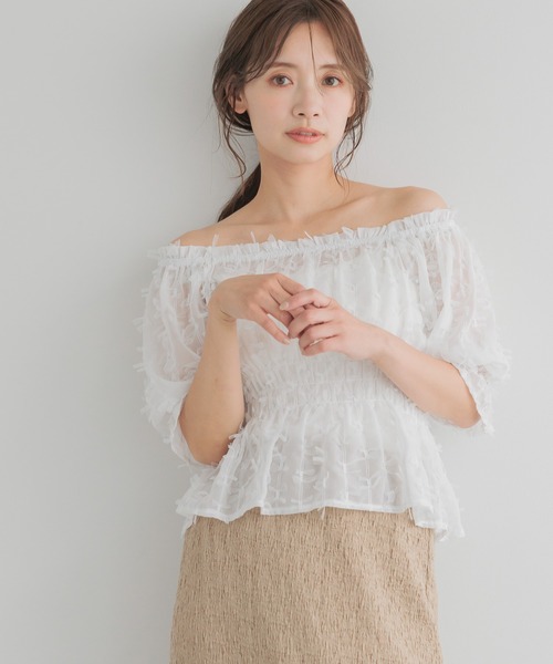 mysty woman（ミスティウーマン）の「リボンフレアチュニックプルオーバー　131508（シャツ/ブラウス・レディース・ブラック/オフホワイト・FREE）」の15枚目の写真