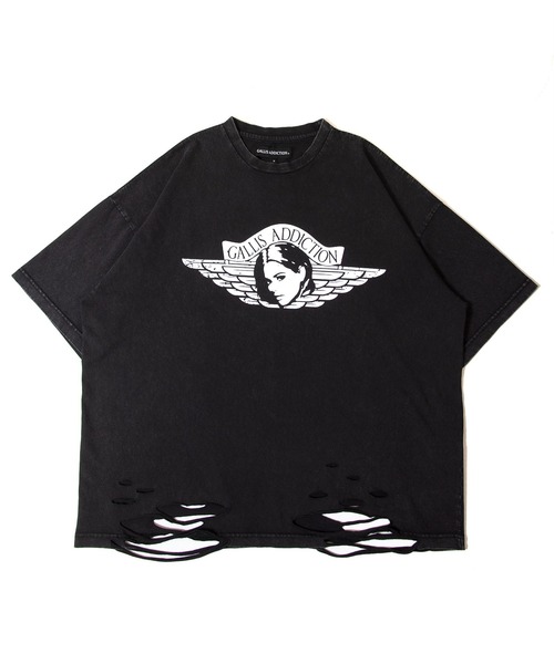 GALLIS ADDICTION（ガリスアディクション）の「GA PIGMENT-DAMAGE  TEE（Tシャツ/カットソー・メンズ・レッド/チャコール/ブラック・M/L）」の2枚目の写真