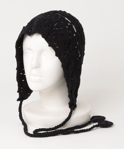 HIKA(ヒカ)の「【HIKA】カギ編みサイドストラップニットCAP(ニットキャップ/ビーニー・レディース・ブラック/ホワイト/ベージュ・FREE)」の7枚目の写真