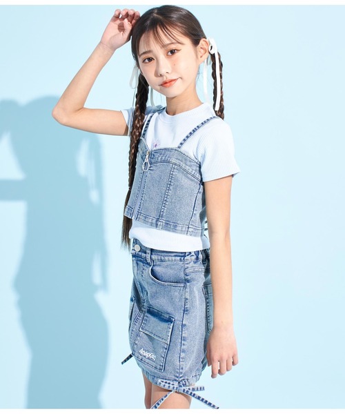 ANAP GｉRL（アナップガール）の「バックスピンドルビスチェ（キャミソール・キッズ・ライトブルー/ベージュ・XS/S/M）」の12枚目の写真