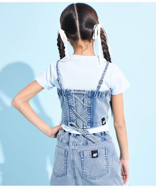 ANAP GｉRL（アナップガール）の「バックスピンドルビスチェ（キャミソール・キッズ・ライトブルー/ベージュ・XS/S/M）」の11枚目の写真