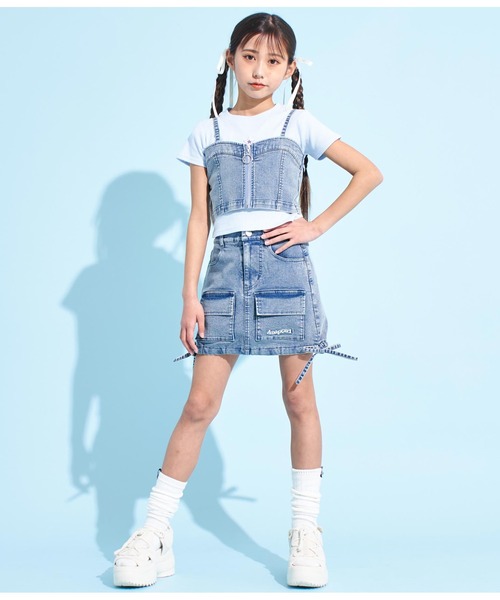 ANAP GｉRL（アナップガール）の「バックスピンドルビスチェ（キャミソール・キッズ・ライトブルー/ベージュ・XS/S/M）」の14枚目の写真