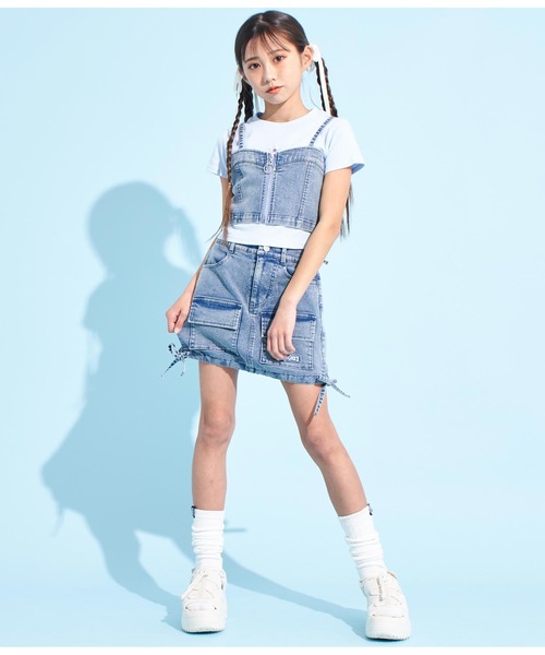 ANAP GｉRL（アナップガール）の「バックスピンドルビスチェ（キャミソール・キッズ・ライトブルー/ベージュ・XS/S/M）」の15枚目の写真