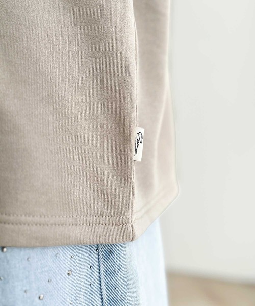 セール】袖口くるりん。ワンポイント刺繍ハーフスリーブ裏毛 オーバー