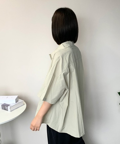 CRB(シーアールビー)の「ダブルポケットビッグシャツ(シャツ/ブラウス・レディース・ベージュ/ライトグリーン/アイボリー・F)」の10枚目の写真
