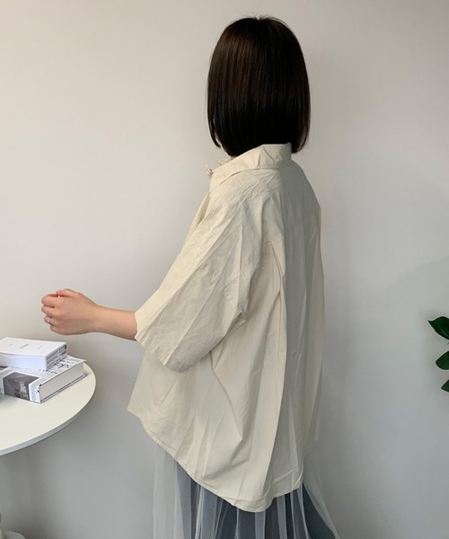 CRB(シーアールビー)の「ダブルポケットビッグシャツ(シャツ/ブラウス・レディース・ベージュ/ライトグリーン/アイボリー・F)」の19枚目の写真
