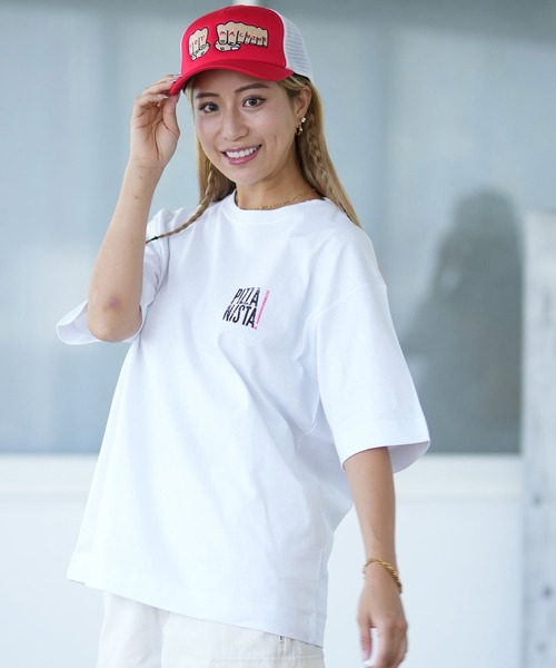 PIZZANISTA!(ピッザニスタ)の「【ムラサキスポーツ限定】PIZZANISTA/ピッザニスタ オーバーサイズTシャツ PNTL242-01(Tシャツ/カットソー・レディース・ホワイト/ブラック・L/M)」の4枚目の写真
