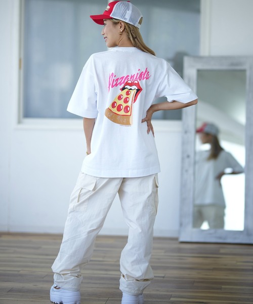 PIZZANISTA!(ピッザニスタ)の「【ムラサキスポーツ限定】PIZZANISTA/ピッザニスタ オーバーサイズTシャツ PNTL242-01(Tシャツ/カットソー・レディース・ホワイト/ブラック・L/M)」の7枚目の写真