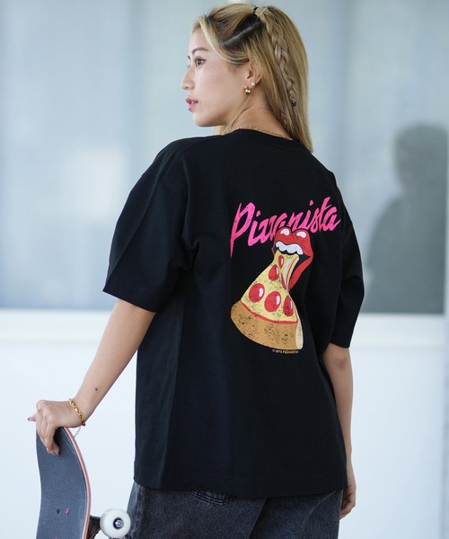 PIZZANISTA!(ピッザニスタ)の「【ムラサキスポーツ限定】PIZZANISTA/ピッザニスタ オーバーサイズTシャツ PNTL242-01(Tシャツ/カットソー・レディース・ホワイト/ブラック・L/M)」の9枚目の写真