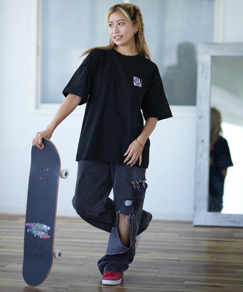 PIZZANISTA!(ピッザニスタ)の「【ムラサキスポーツ限定】PIZZANISTA/ピッザニスタ オーバーサイズTシャツ PNTL242-01(Tシャツ/カットソー・レディース・ホワイト/ブラック・L/M)」の10枚目の写真
