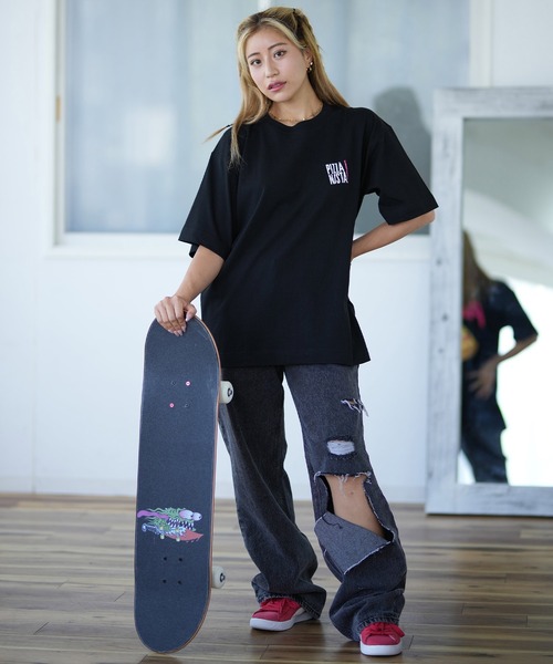 PIZZANISTA!(ピッザニスタ)の「【ムラサキスポーツ限定】PIZZANISTA/ピッザニスタ オーバーサイズTシャツ PNTL242-01(Tシャツ/カットソー・レディース・ホワイト/ブラック・L/M)」の11枚目の写真