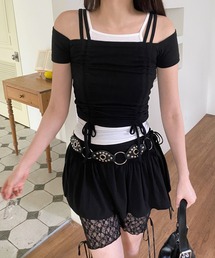 ダブルストラップシャーリング半袖Tシャツ