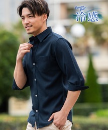 『CavariA/キャバリア』接触冷感サマーパナマ7分袖レギュラーシャツ