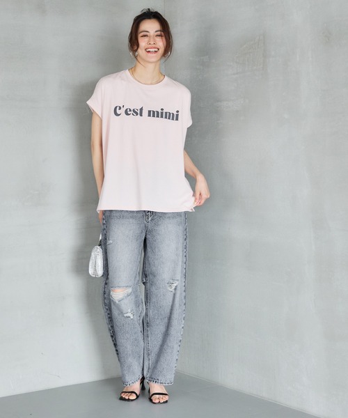 coca（coca）（コカ）の「ダメージ加工カーブデニム（デニムパンツ・レディース・ブルー/ライトブルー・S/M/L）」の3枚目の写真