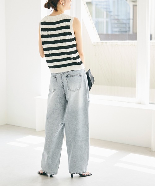 coca（coca）（コカ）の「ダメージ加工カーブデニム（デニムパンツ・レディース・ブルー/ライトブルー・S/M/L）」の12枚目の写真