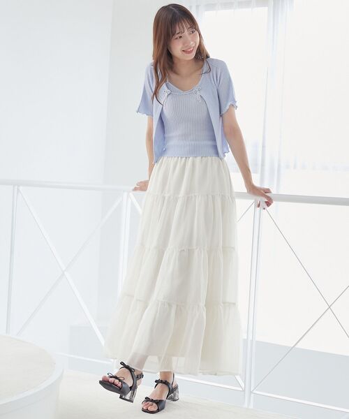 MAJESTIC LEGON（マジェスティックレゴン）の「キャミセットビーズリボンカーデ（アンサンブル・レディース・ブラック/アイボリー/レッド/ピンク/ブルー・MEDIUM）」の8枚目の写真