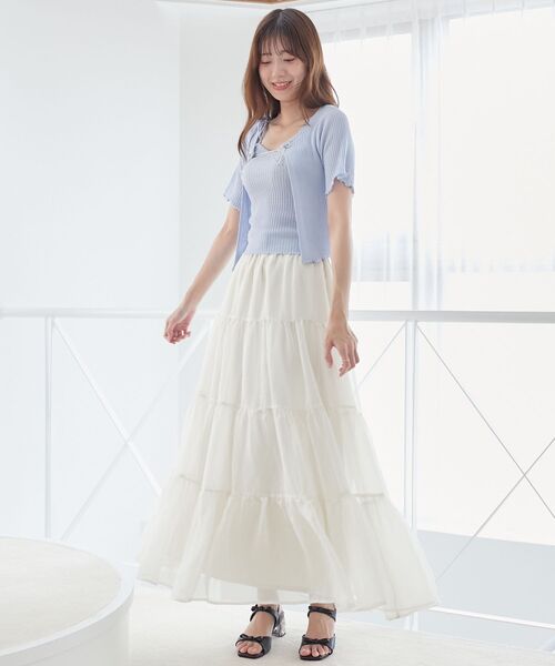 MAJESTIC LEGON（マジェスティックレゴン）の「キャミセットビーズリボンカーデ（アンサンブル・レディース・ブラック/アイボリー/レッド/ピンク/ブルー・MEDIUM）」の10枚目の写真